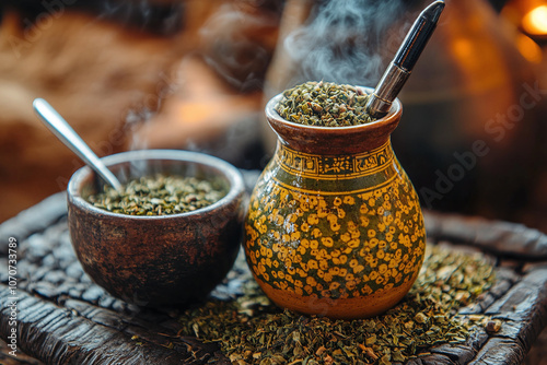 a bottle of chimarro yerba mate and cup.