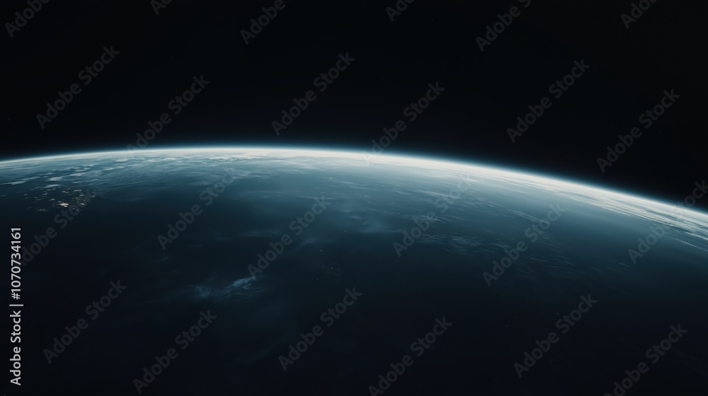 Fototapeta premium Lunar orbit view with distant earth - space exploration scene