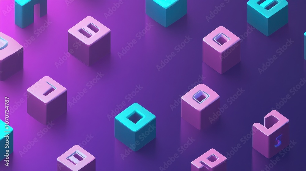 Abstract 3D Geometric Design with Colorful Cubes Abstract 3D Geometric Design with Colorful Cubes