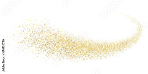 Splash of golden glitter, glittery stardust explosion, shimmering spray effect, festive holiday particles. Vector illustration.