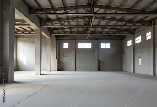 Industrial space or concrete warehouse, empty space for renting