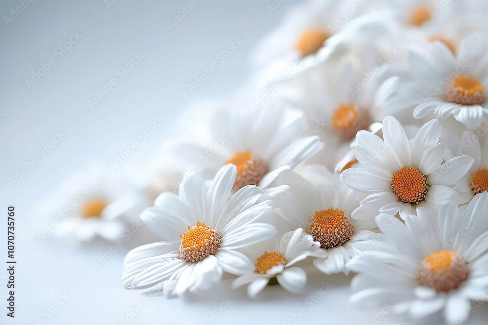 Fototapeta premium The delicate beauty of daisy petals against a soft background in low resolution