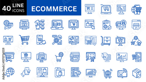 E-Commerce icon set with editable stroke. Online shopping thin line icon collection. Vector illustration