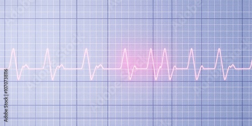 A pink EKG line on a blue grid.