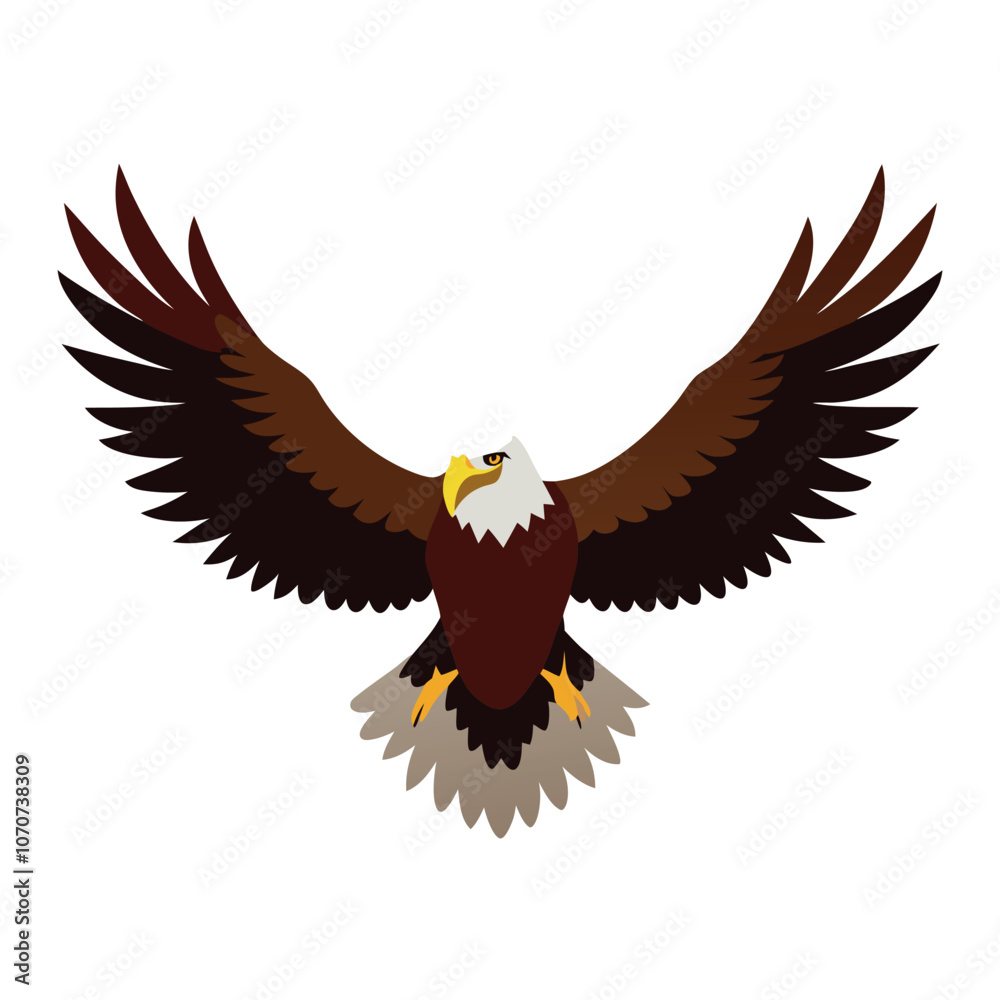 a bald eagle in flight vector art illustration isolated white background a bald eagle in flight vector art illustration isolated white background
