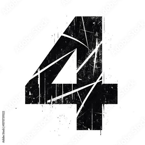 Wallpaper Mural Scratched Letter 4 Transparent Background This illustration is a black and white guitar sketch on a plain color background. Designed as a simple vector illustration with a focus on art, music and line Torontodigital.ca
