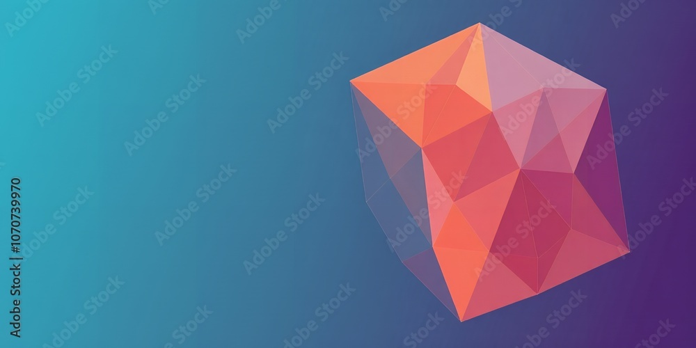 Abstract geometric shape on blue gradient background Abstract geometric shape on blue gradient background