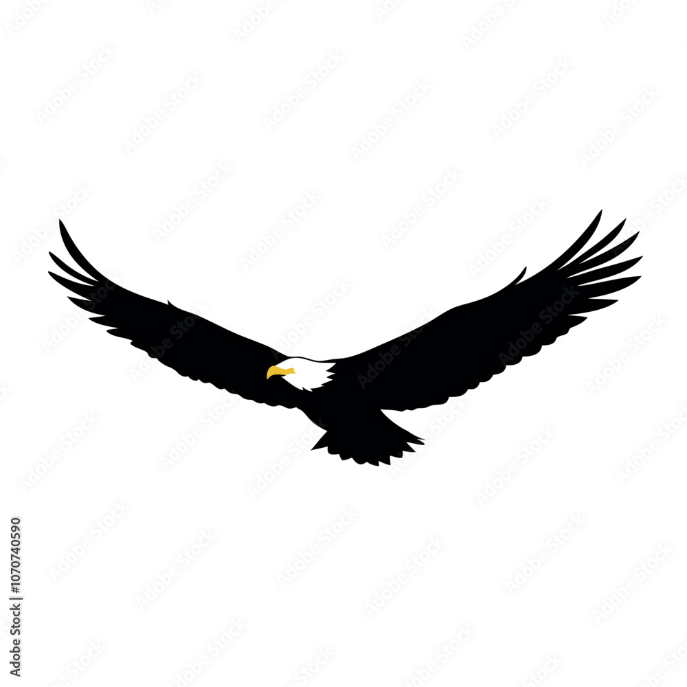 Fototapeta premium a bald eagle in flight vector art illustration isolated white background