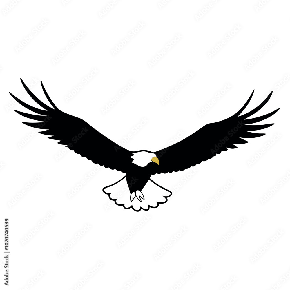Fototapeta premium a bald eagle in flight vector art illustration isolated white background