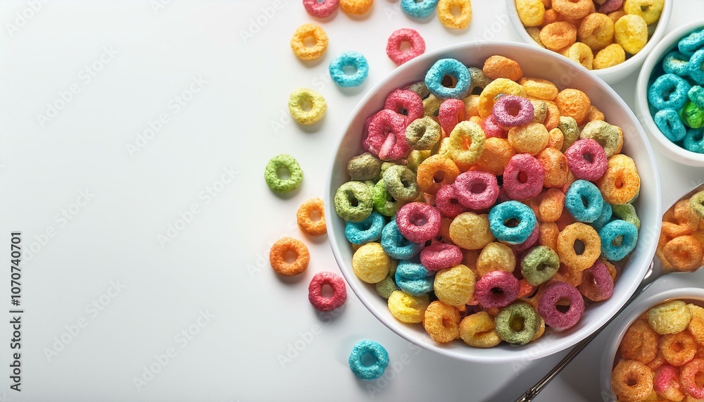 Colorful cereal on a white background Colorful cereal on a white background