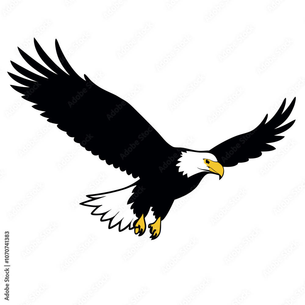 Obraz premium a bald eagle in flight vector art illustration isolated white background