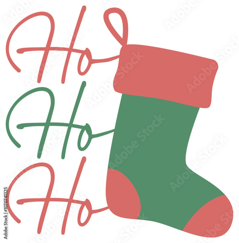 Ho Ho Ho | Christmas Stocking | Vector Xmas Design