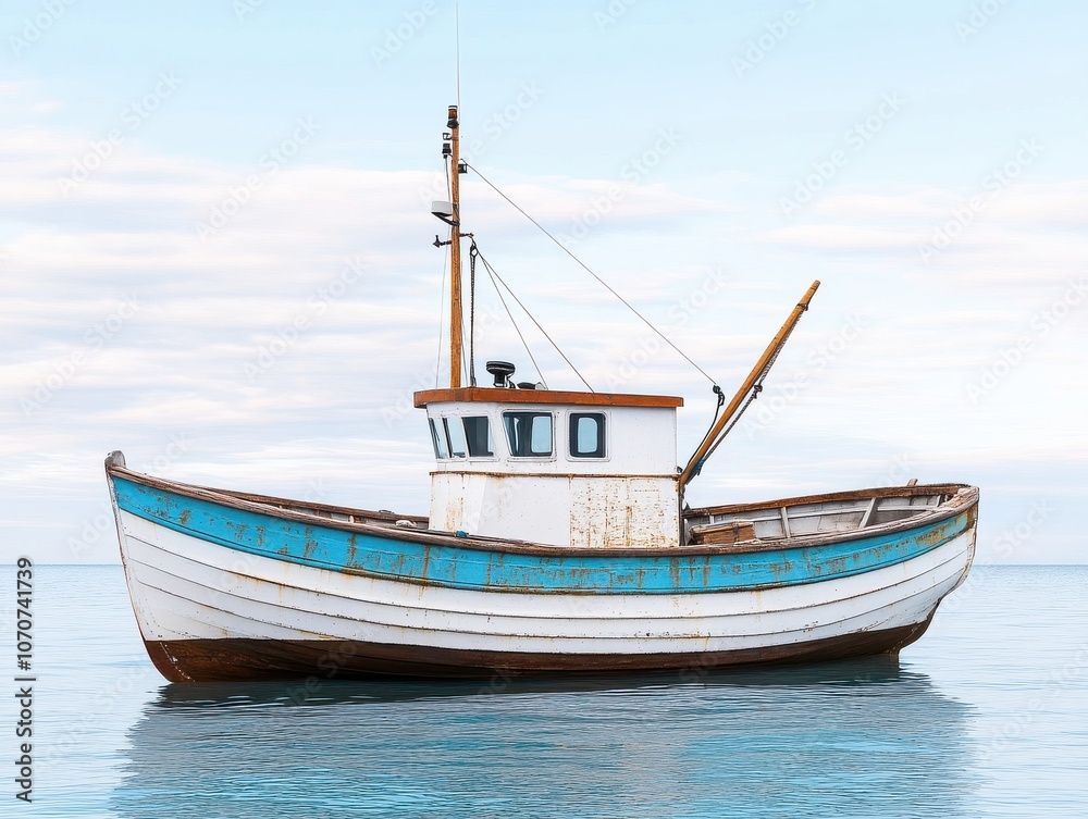 Traditional Fishing Boat on Calm Water Traditional Fishing Boat on Calm Water