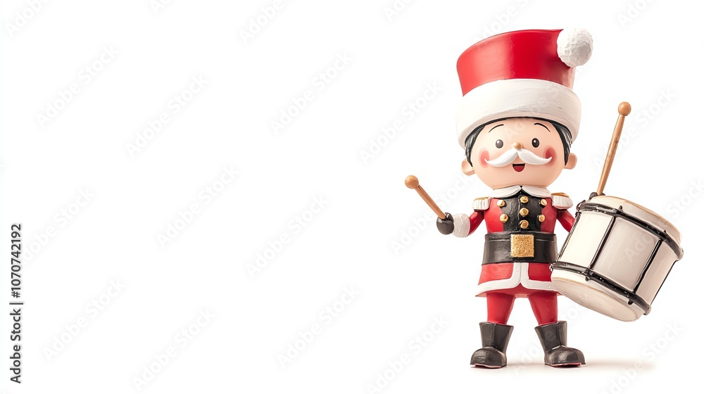 Toy soldier float with drum and holiday accents, isolated on white, classic holiday character, toy soldier float, Christmas parade Toy soldier float with drum and holiday accents, isolated on white, classic holiday character, toy soldier float, Christmas parade