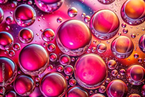 Vibrant Pink Oil Droplets in Water generative ai