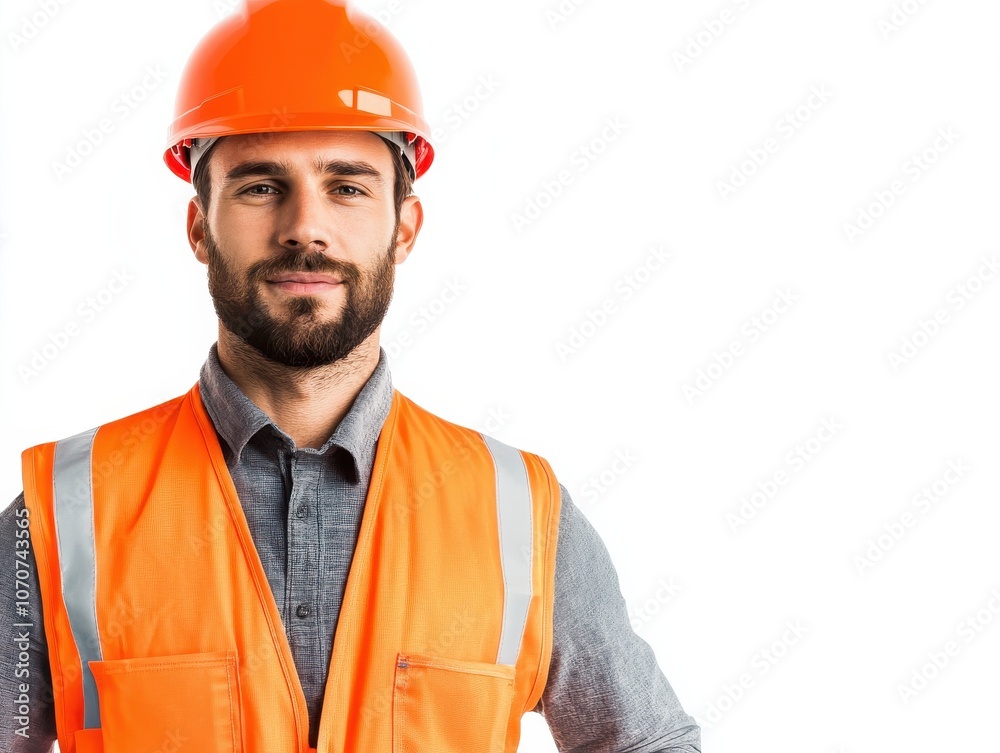 Confident Construction Worker in Safety Gear Confident Construction Worker in Safety Gear