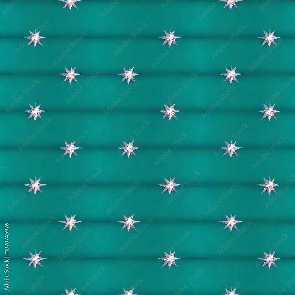 A seamless texture featuring silver stars on a deep teal background, creating an elegant, cosmic look