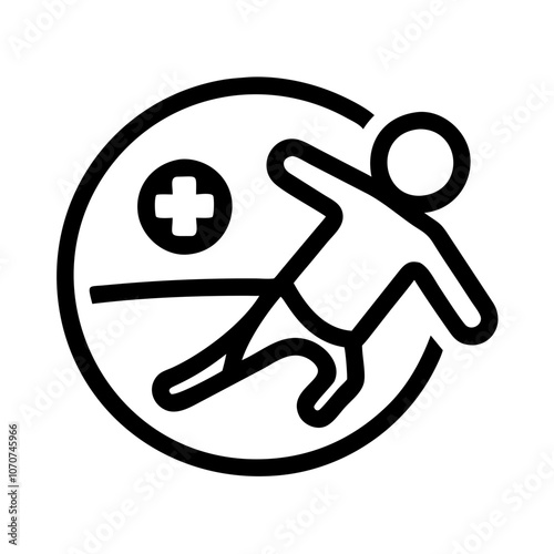Sports medicine icon for health and fitness, modern design in black and white, copy space