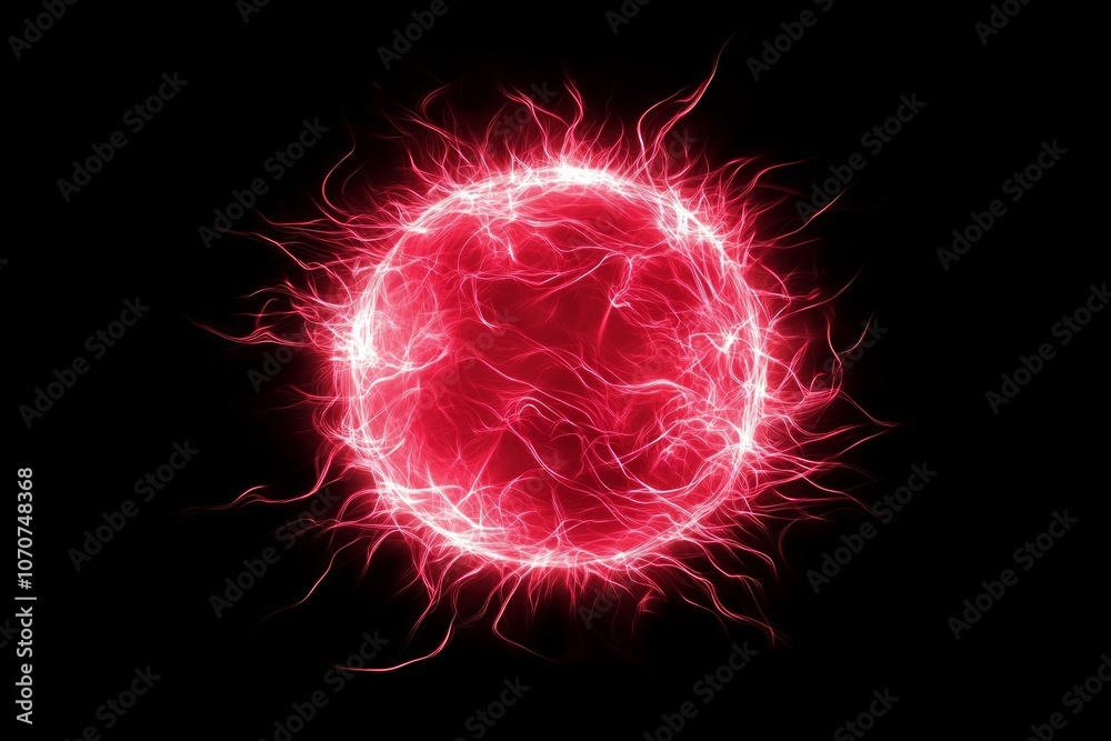 Obraz premium red glowing spherical high-energy plasma