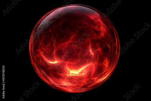 red glowing spherical high-energy plasma 