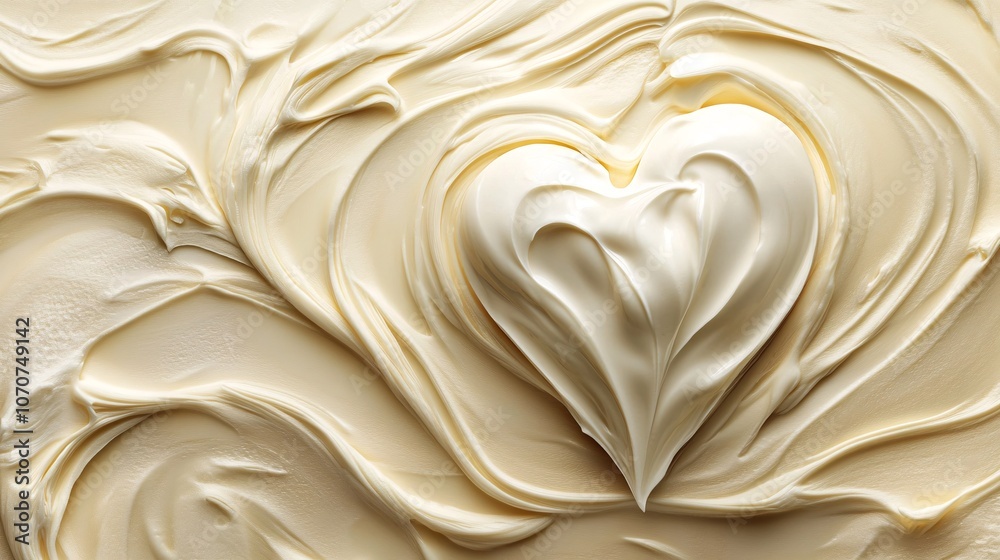 A creamy texture with a heart shape, beautifully swirled in light-colored frosting, evokes a sense of sweetness and affection. A creamy texture with a heart shape, beautifully swirled in light-colored frosting, evokes a sense of sweetness and affection.