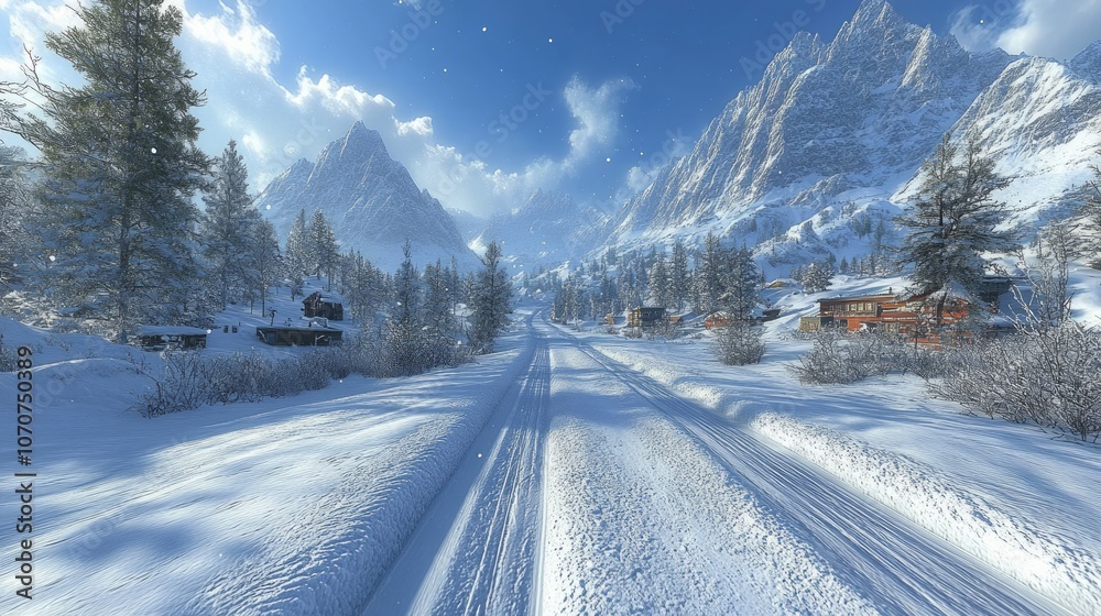 Fototapeta premium Ski slopes from a first person perspective