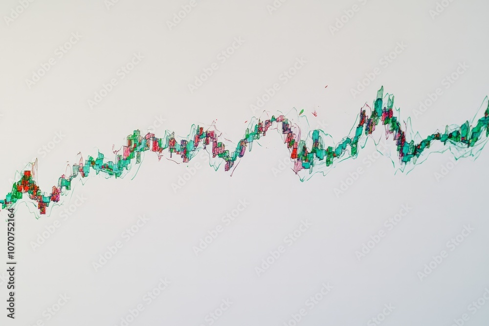  green and red color stock graph, white background