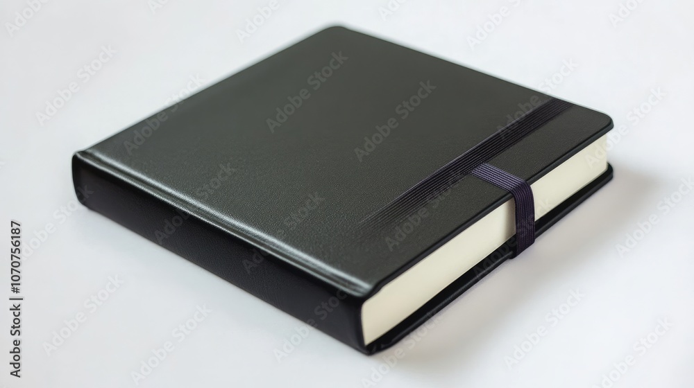 Black Leather Notebook with Elastic Closure Black Leather Notebook with Elastic Closure