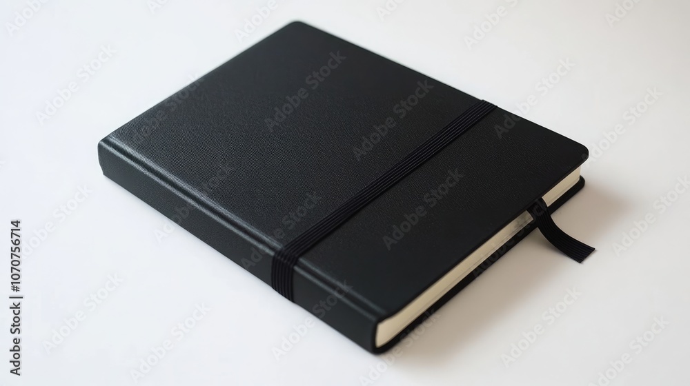 Black Leather Bound Notebook with Elastic Closure Black Leather Bound Notebook with Elastic Closure