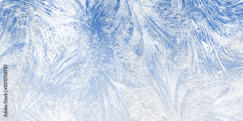Blue winter vector background with frozen glass pattern and ice for cover design, cards, flyer, poster, banner. Hand drawn Christmas illustration. Merry Christmas! Happy New Year! Snow.