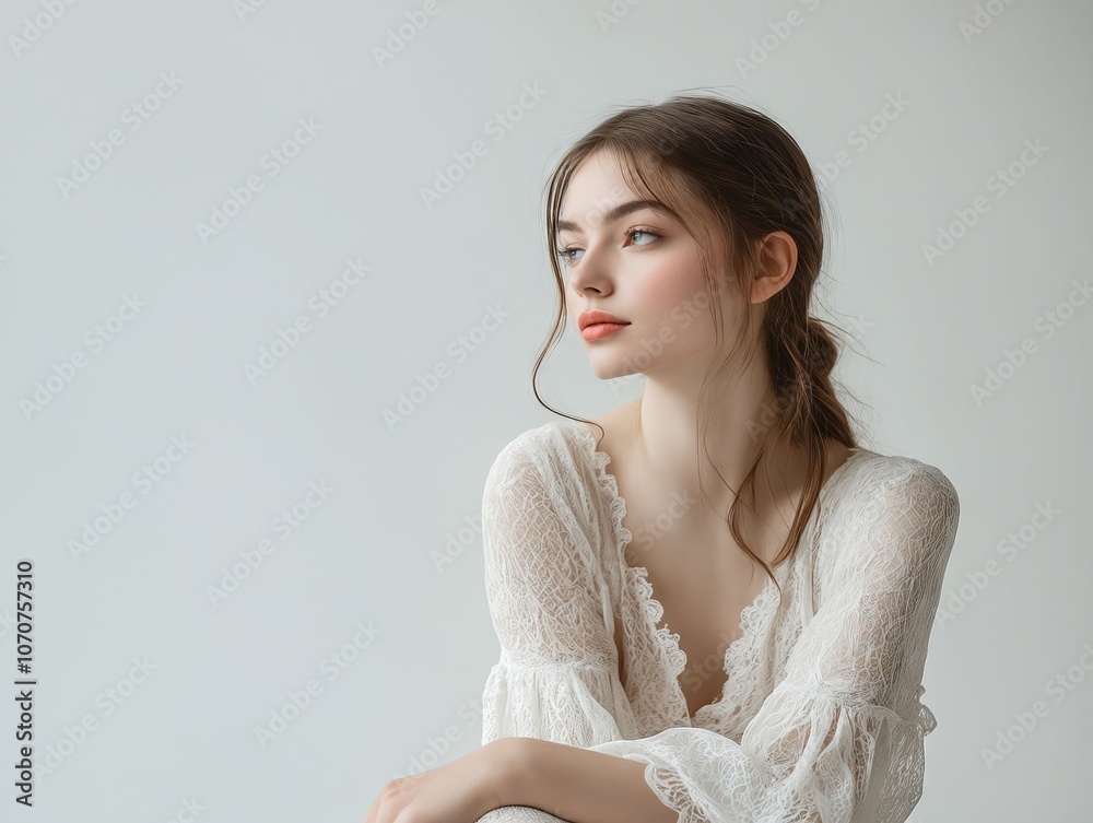 A woman in a white dress sitting on a chair A woman in a white dress sitting on a chair