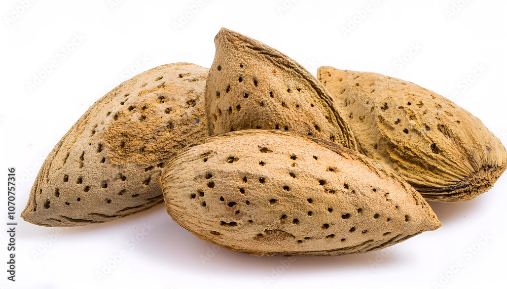 Detailed close-up of a raw almond in its natural, textured shell. Perfect for topics on nuts, healthy eating, and organic foods Detailed close-up of a raw almond in its natural, textured shell. Perfect for topics on nuts, healthy eating, and organic foods