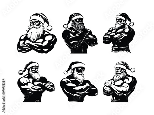 Muscular Santa Claus Silhouette - Strong Christmas Artwork