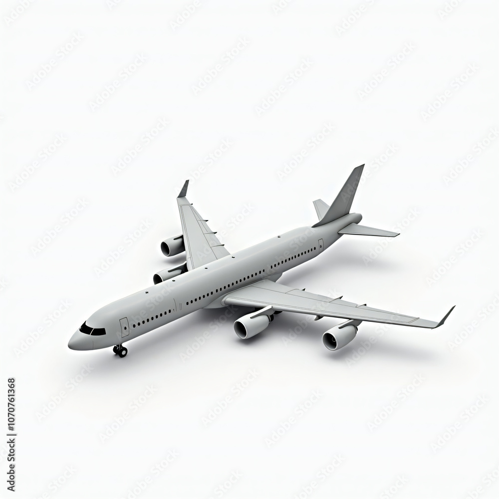 Sleek white airplane model captured from above, showcasing its streamlined design and modern features, symbolizing travel, innovation, and the excitement of air transport in a minimalist style Sleek white airplane model captured from above, showcasing its streamlined design and modern features, symbolizing travel, innovation, and the excitement of air transport in a minimalist style