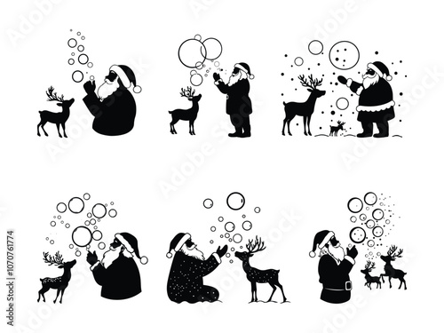 Santa Blowing Bubbles Silhouette photo