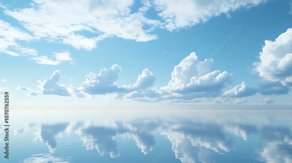 A tranquil sky with soft clouds reflecting on calm waters during a peaceful afternoon