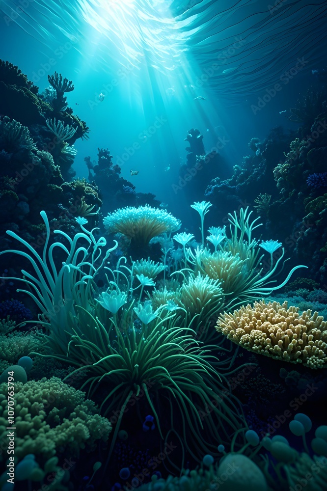 Fototapeta premium coral reef and diver