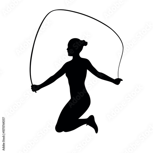 a woman skipping rope, with one foot off the ground and the other planted