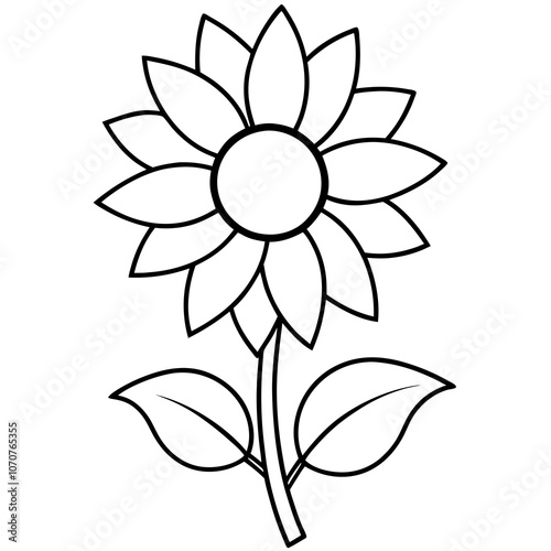 Sunflower Outline Floral Vector.