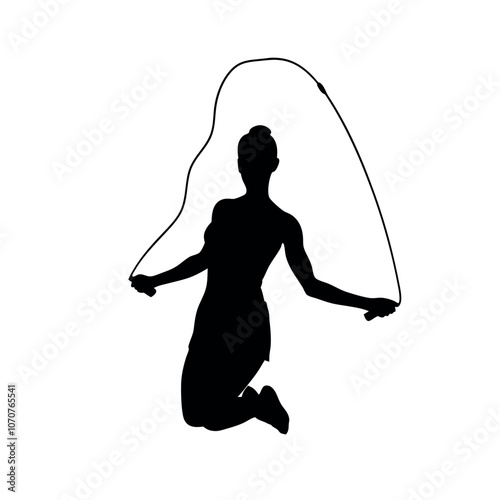 a woman skipping rope, with one foot off the ground and the other planted