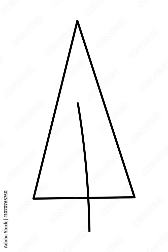 Narrow Christmas tree. Doodle black and white clipart illustration. Narrow Christmas tree. Doodle black and white clipart illustration.