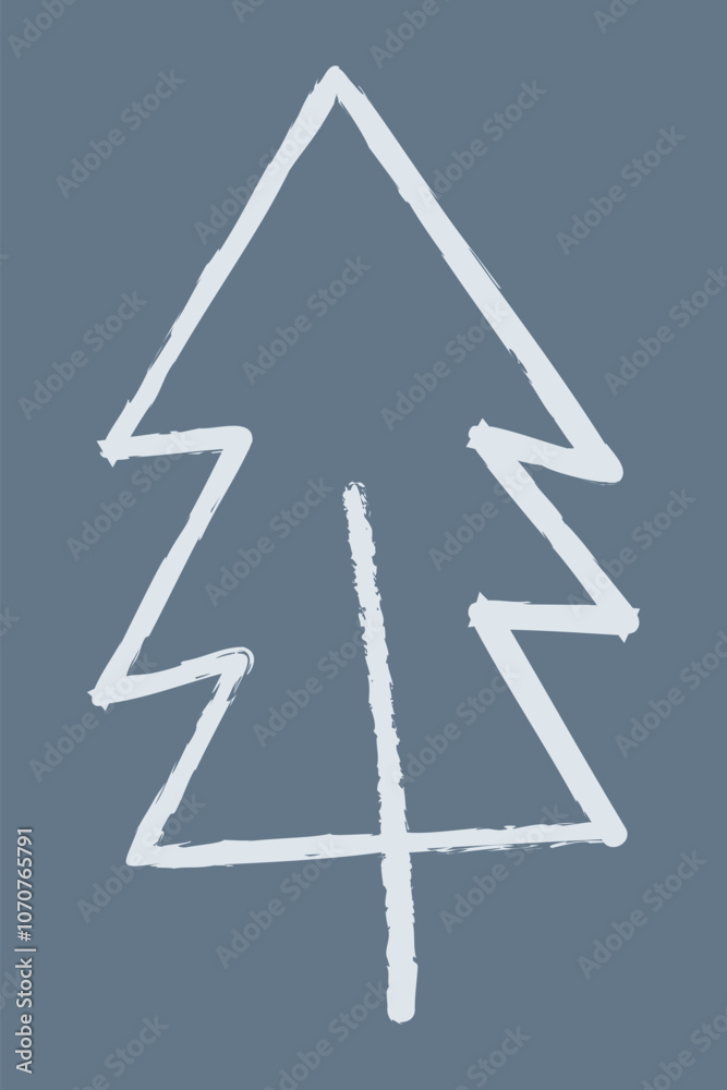 Contour Christmas tree color. Doodle clipart illustration. Contour Christmas tree color. Doodle clipart illustration.
