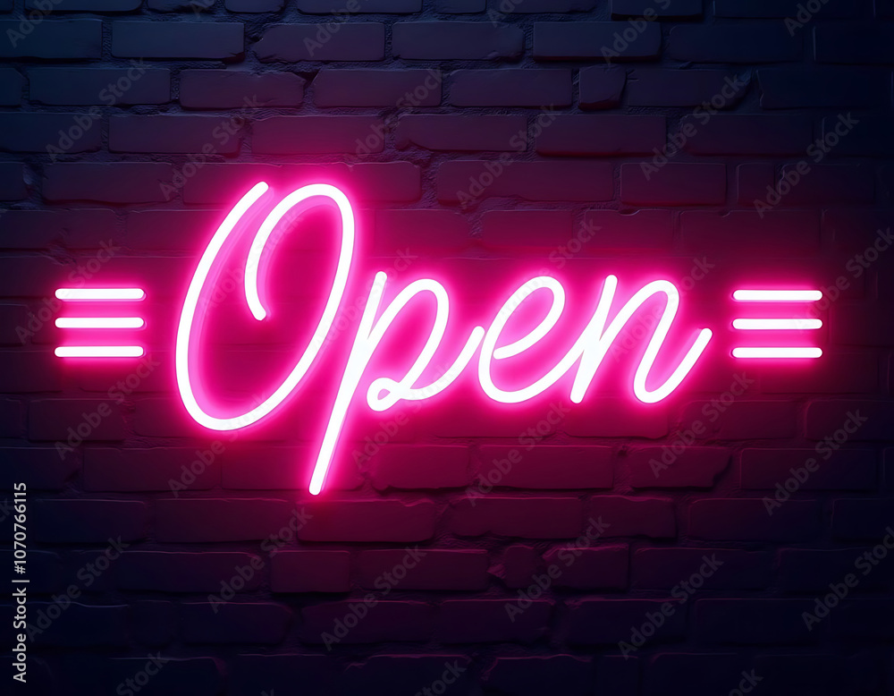 Open lettering motivation quote glowing neon color on brick wall background. Open lettering motivation quote glowing neon color on brick wall background.