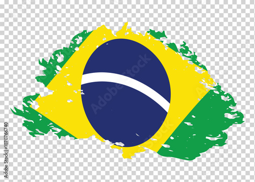 Stroke brush textured flag of Brazil on isolated background