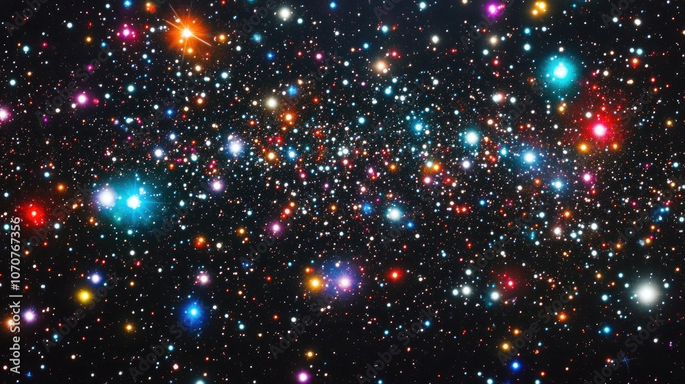 Distant stars scattered across a black sky, in vibrant colors with clear, sharp details. Foreground stars create an ethereal, patterned nightscape. Distant stars scattered across a black sky, in vibrant colors with clear, sharp details. Foreground stars create an ethereal, patterned nightscape.