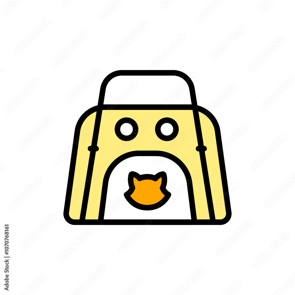 Pet carrier symbol. Comfortable animal travel. Cat carrier color vector icon. Cage cat. Carrier crate. Animals. Isolated vector illustration. Pet carrier symbol. Comfortable animal travel. Cat carrier color vector icon. Cage cat. Carrier crate. Animals. Isolated vector illustration.
