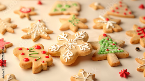 Artistic Arrangement of Mouthwatering Christmas Cookies: Blending Stock Photography and Watercolor Styles