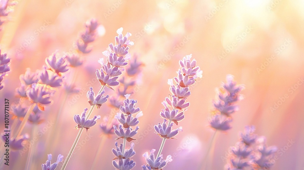 Beautiful Lavender Blooms in Soft Sunrise Light Beautiful Lavender Blooms in Soft Sunrise Light
