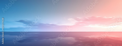 A serene sunset over an ocean, blending soft hues of blue, pink, and purple in a tranquil scene.