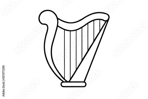 Beautiful Harp line art vector illustration